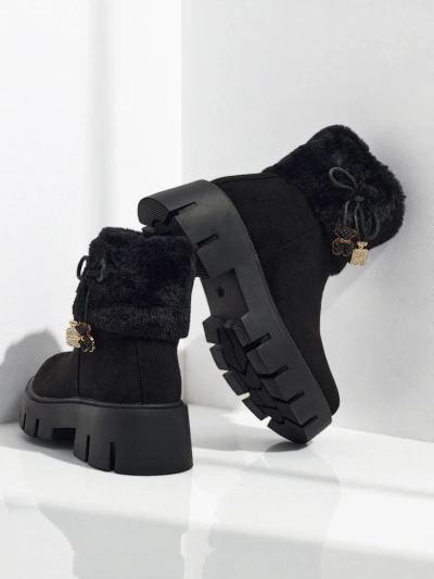 Women's High Eco Suede Ankle Boots with Fur Vernaya