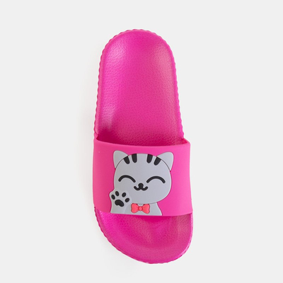 Fuchsia children's slippers with a kitten Keryn - Footwear
