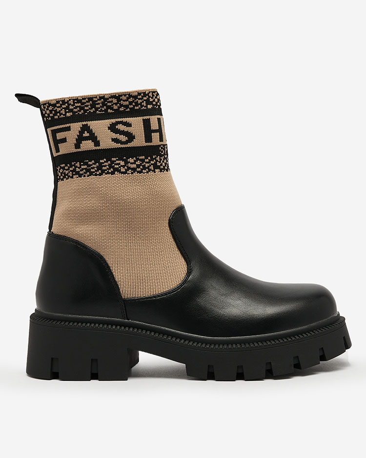 Royalfashion Light brown women's boots with fabric upper Fahione