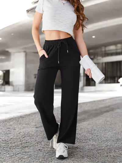 Royalfashion Simple women's trousers with tie