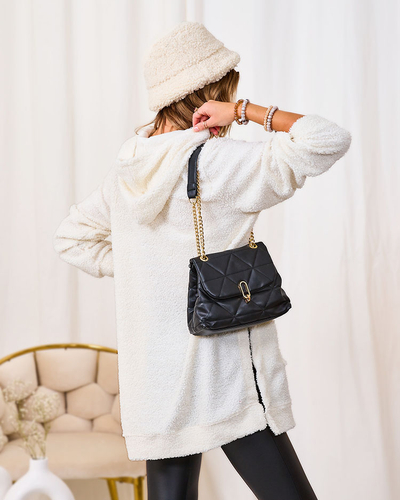 Royalfashion Cream long women's sweater with hood