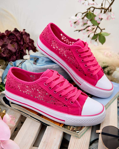 Callista Fuchsia Women's Sneakers - Light Fabric, 2.5 cm Flat Sole