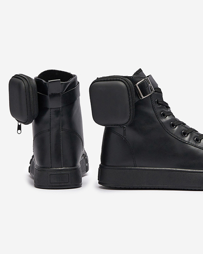 Black women's sport shoes with pouch Efiffe- Footwear