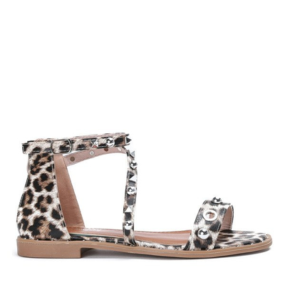 Brown leopard studded sandals - Footwear 1