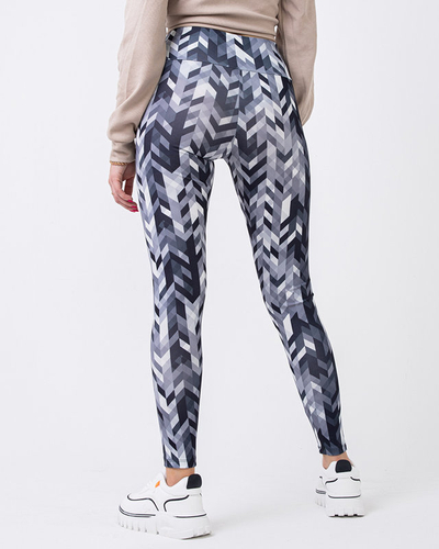 Patterned gray high-waisted leggings for women - Clothing