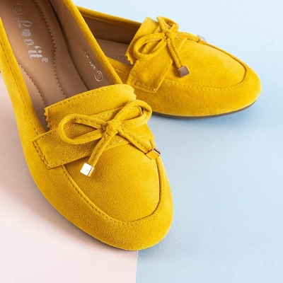 OUTLET Yellow women's moccasins with a bow Gasioa - Shoes