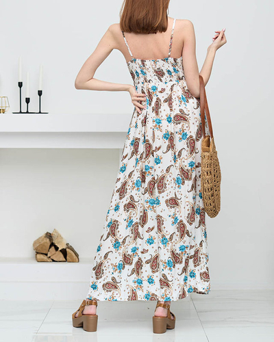 Воздушное женское платье-макси белого цвета - Одежда