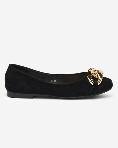 Black women's ballerinas with Caviene ornament - Footwear