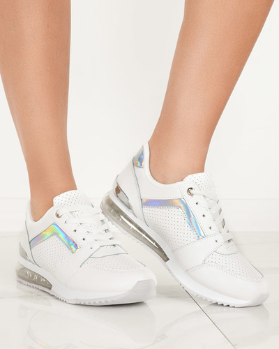 White women's trainers with holo insert Berise - Footwear