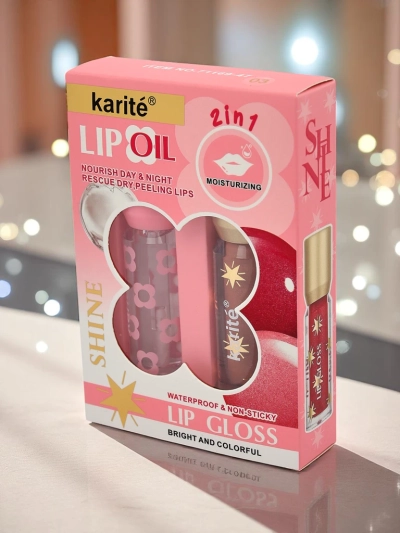Glitter Lip Gloss and Clear Lip Gloss 2-in-1 Soft Blush