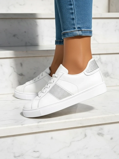 Luminosa White Eco-Leather Sneakers