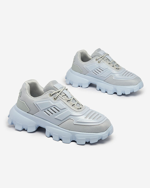 Royalfashion Gray-blue fabric sports sneakers for men Lamkim