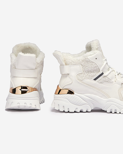 Balti sieviešu sporta apavi ar kažokādu Sagglo- Footwear