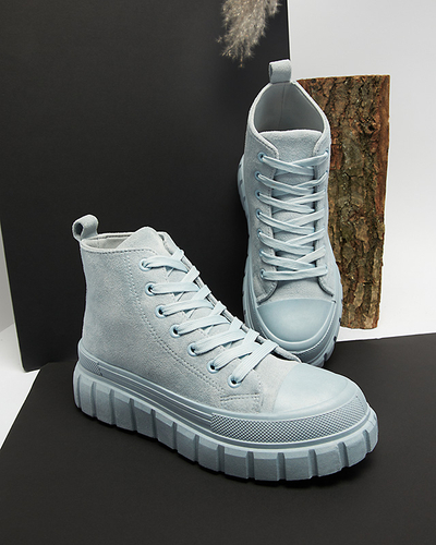 Light blue women's lace-up sports boots a'la sneakers Netara - Footwear