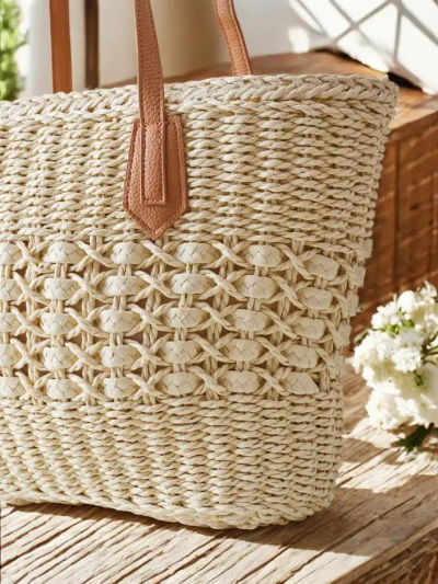 Royalfashion Large straw handbag for women