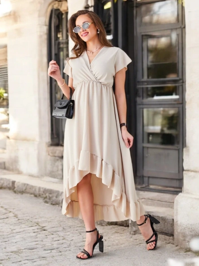 Royalfashion Women's midi dress with an asymmetrical hem