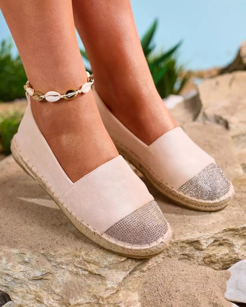 Royalfashion Bēšas krāsas sieviešu espadrilles ar cirkoniem Iterica