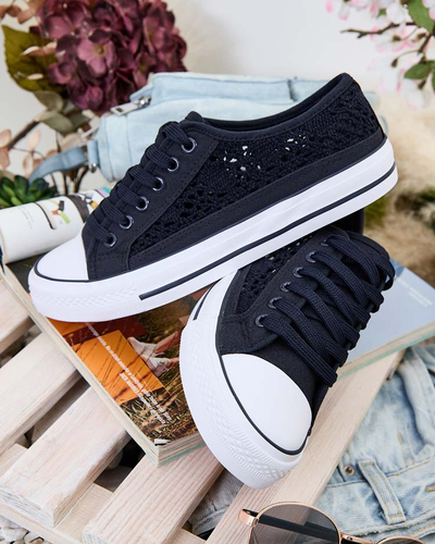 Women's Callista navy blue openwork flat-soled sneakers