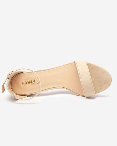 Beige women's sandals on the Nelino post - Footwear