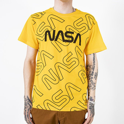 Yellow men's t-shirt with inscriptions - Clothing