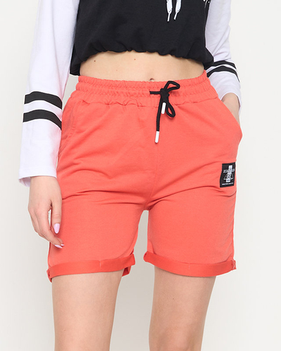 Women's red knee-length shorts - Clothing