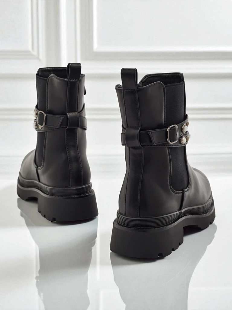 Women's High Eco-Leather Ankle Boots Pearl Mist