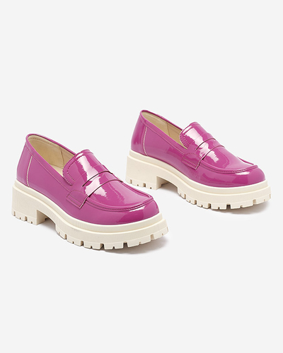 Fuchsia lacquered moccasins for women Noppel - Footwear