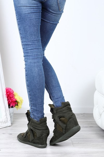 Green sneakers on platforms Ilona- Footwear