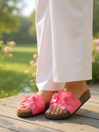 Royalfashion Women's slides with flowers Foules