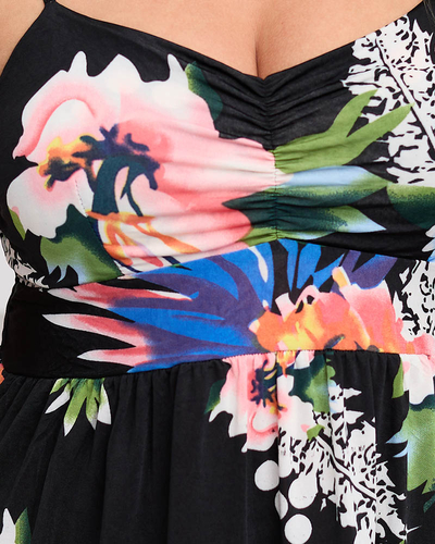 Knee-length floral black dress - Clothing