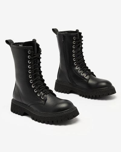 Black women's boots with gold chain Azerik - Footwear