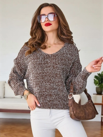 Royalfashion Sieviešu džemperis ar spīdīgu diegu