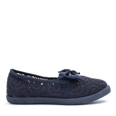 OUTLET Girls' navy blue sneakers with a satin bow Sugar Boomb - Footwear