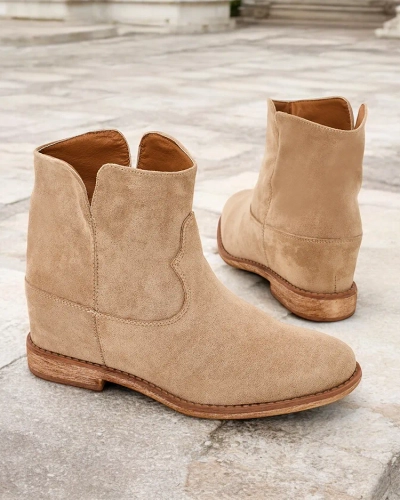 Royalfashion Boots in cowboy style on a covered wedge Blueston