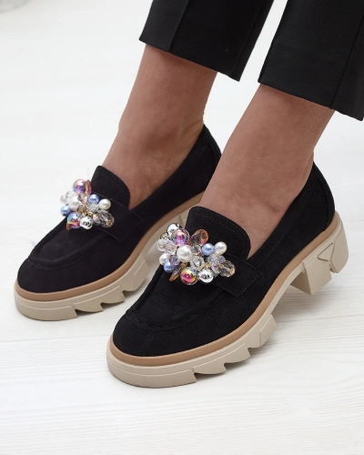 Женские черные ажурные мокасины Peloga- Footwear