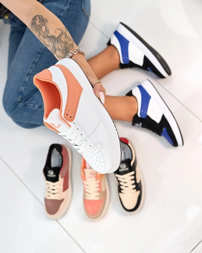 Royalfashion White and orange women's sports shoes Elevace