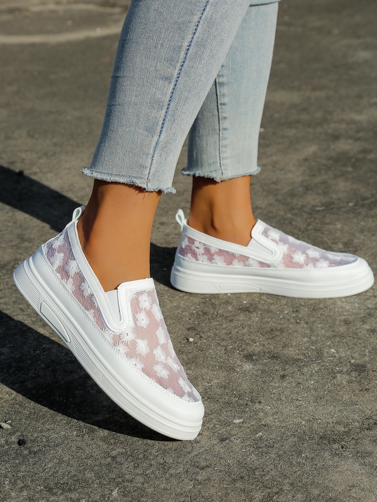 Royalfashion Women's mesh moccasins with flowers Emzos