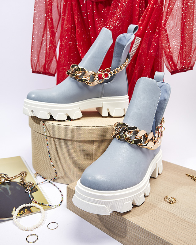 Zili sieviešu zābaki ar ķēdīti Tenkay - Apavi