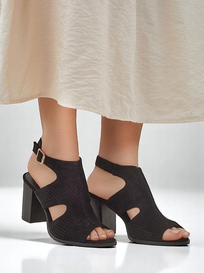 Royalfashion women’s hollow-out block heel sandals Abetle