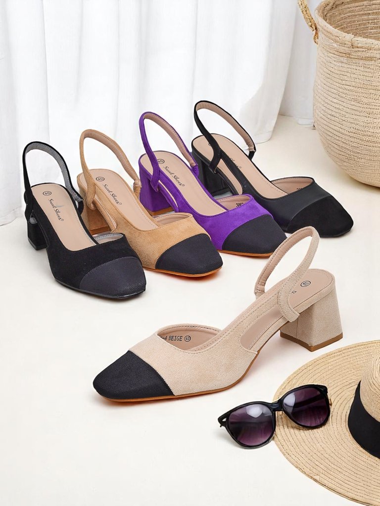 Royalfashion Women's Low Heel Pumps with Decorative Toe Eleganzo