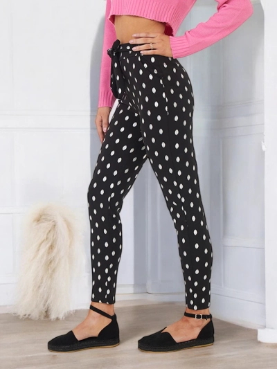Black ladies 'treggings with silver polka dots - Clothing