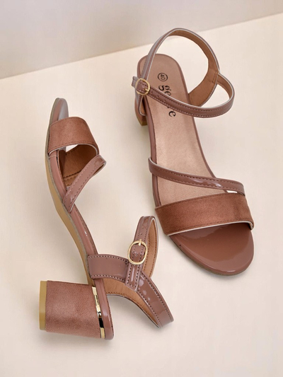 Royalfashion Women's Patent Low Heel Sandals Grace Gloss