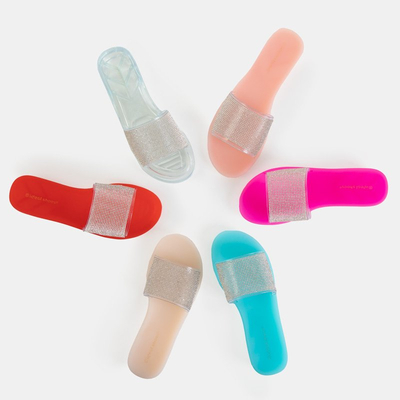 Silver women's rubber slippers with cubic zirconia Niamh - Footwear