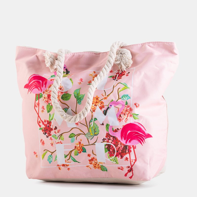 Multicolored beach bag with flamingos - Accessories