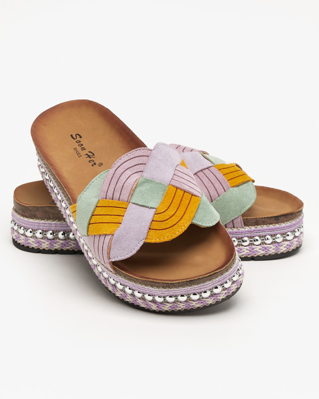 Violet women's slippers on a thick sole Cekolina - Footwear