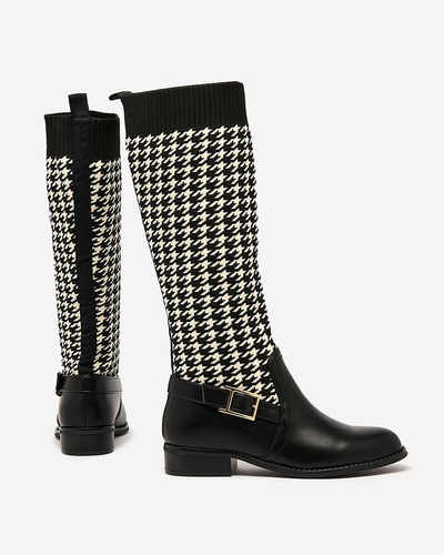 Royalfashion Black women's high boots with pepite pattern Aledive