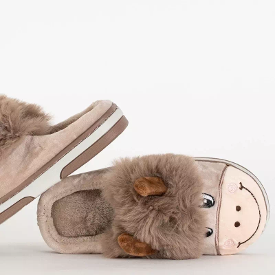 OUTLET Animmes beige bull slippers for children - Footwear