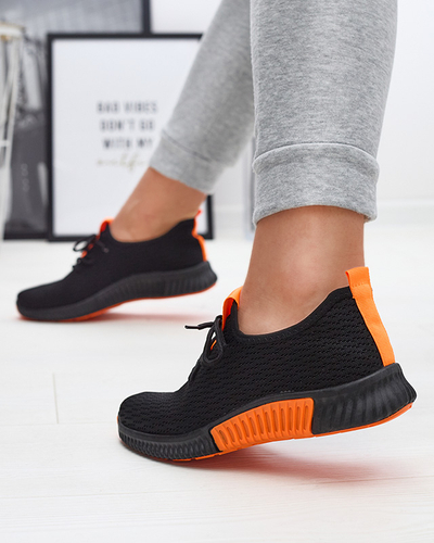Black women's sports shoes with orange inserts Keteti - Footwear