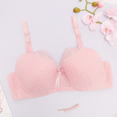 Ladies' pink bra with lace - Underwear