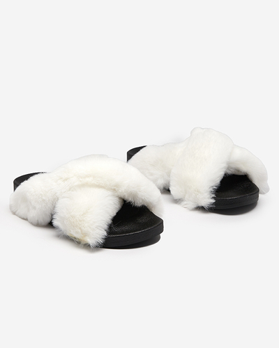 Slippers with fur in white Mashte - Footwear